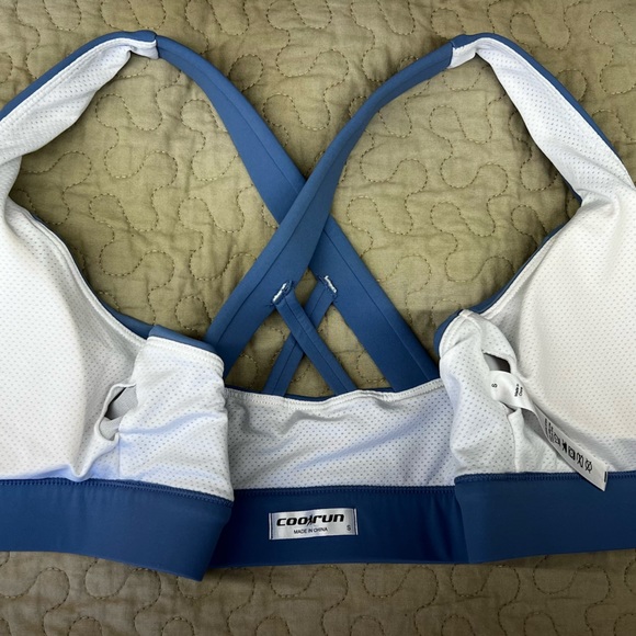 Cool run Cordaw Blue Zipper in Front Sports Bra High Impact Workout Top - Picture 7 of 9